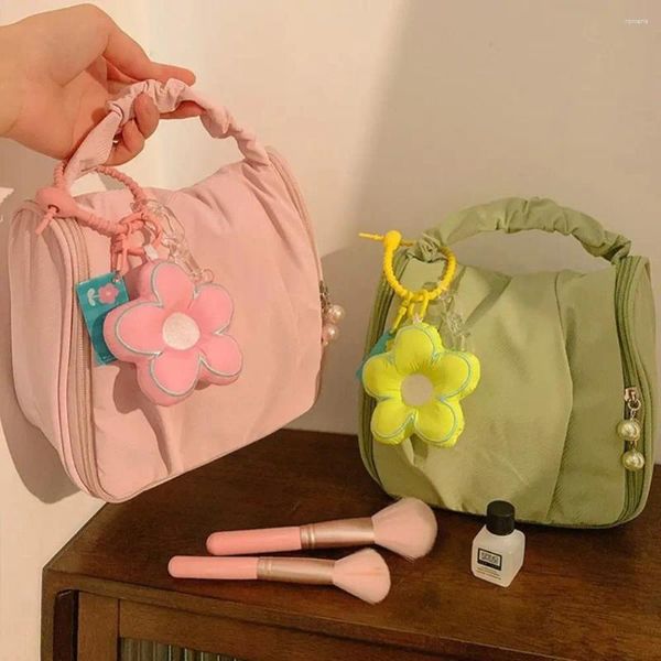 Bolsas de cosméticos plisadas, bolsa de maquillaje con nube bonita, estuche de cosméticos de moda coreana, bolsa INS Floral