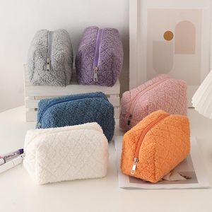 Bolsas de cosméticos, bolsa de felpa, multifuncional, lavado de viaje, almacenamiento de maquillaje portátil coreano, estuche de belleza, bolsa de accesorios de aseo