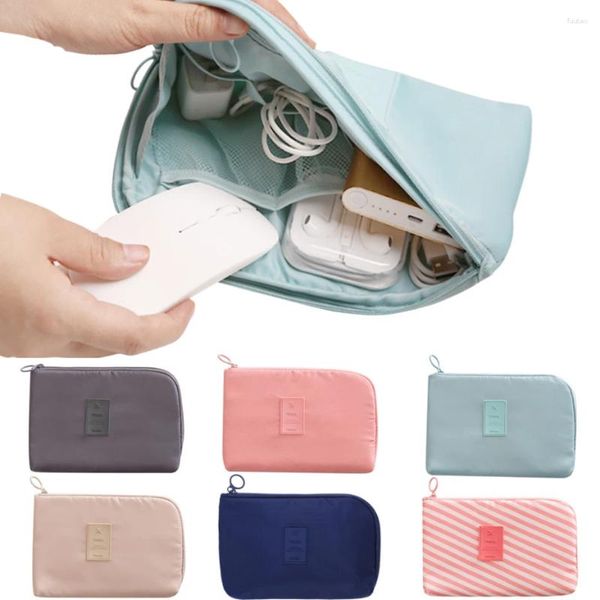 Bolsas de cosméticos, bolsa de almacenamiento de cables de datos portátil, estuche organizador de cables para auriculares de viaje, auriculares multifunción