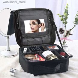 Sacs cosmétiques Case de maquillage professionnel portable Sac de maquillage de voyage imperméable Feme avec miroir