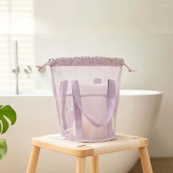 Sacs à cosmétiques Portable Voyage Pliant Casual Sac à main en maille de haute qualité avec cordon de serrage Poche Sac de lavage de natation Rangement ultra léger