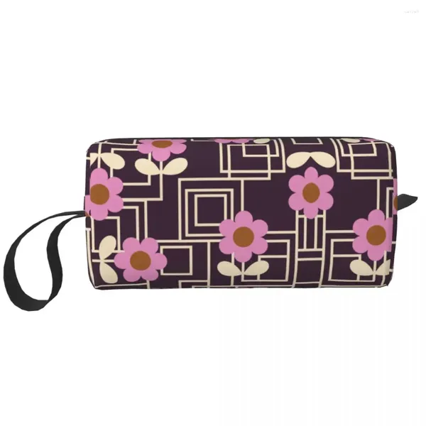 Bolsas de cosméticos con estampado de laberinto de flores, bolsa de maquillaje Orla Kiely, organizador de viaje para mujer, almacenamiento Kawaii, estuche de artículos de tocador, caja de regalos