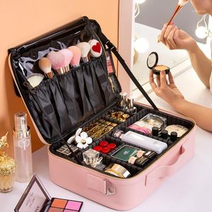 Sacs à cosmétiques organisateur de maquillage professionnel étui de beauté de voyage en PU pour maquillage Bolso Mujer sac de rangement boîte à outils pour ongles valises cas