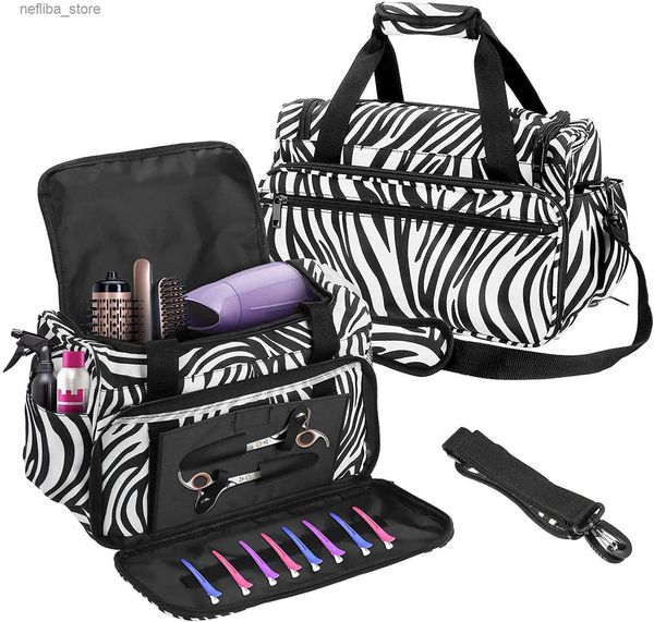 Sacs cosmétiques Salon Professional Hair Tools Sac à coiffure Sac de voyage de grande capacité Organisateur cosmétique avec poches accessoires L410