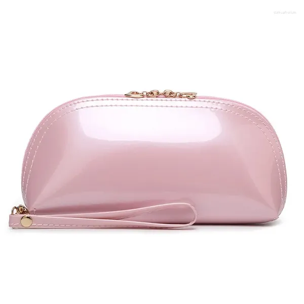 Sacs de cosmétique PU Le cuir portable Small Makeup Sac Zipper Femmes Articles de toilette Organisateur de rangement féminin Embrayages Money