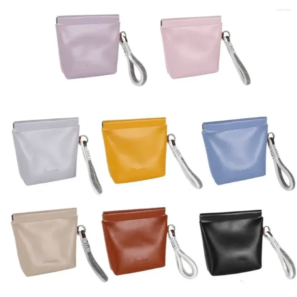 Bolsas cosméticas PU Bolsa auto-cierre Estilo coreano Mini monedero de monedas Mapas de monedas Mapas de soporte sanitaria Almacenamiento Pequeño