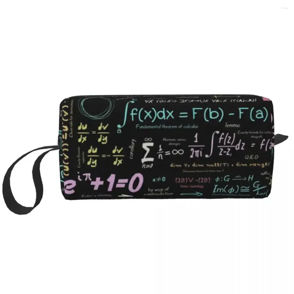 Sacs de cosmétique Pure mathématiques Sac nerd Femmes mignonnes grande capacité physique maquilleur Science Case de beauté