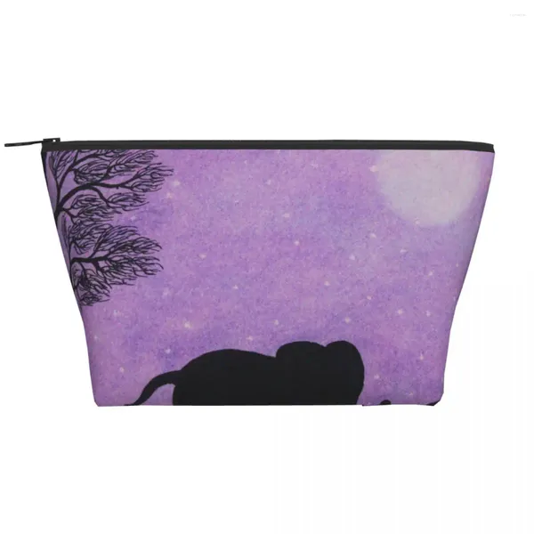 Sacs à cosmétiques éléphants violets trapézoïdaux, sac de rangement Portable pour maquillage quotidien, étui pour voyage, bijoux de toilette