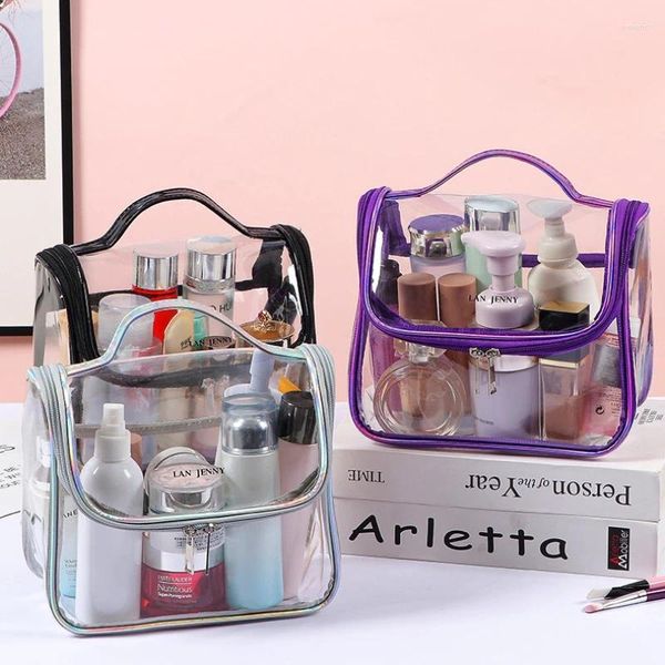 Bolsas cosméticas bolsas de maquillaje transparentes de PVC adecuado para damas simples almacenamiento impermeable de trabajo portátil de viaje de viaje de viaje portátil