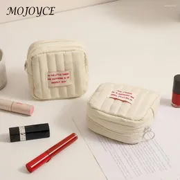 Sacs de cosmétiques matelasses en coton petit sac à fermeture éclair padding mignon maquillage soft solide pour les femmes et les filles voyage