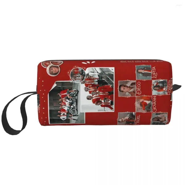 Sacs de cosmétiques Red Rebelde Collage Makeup Sac Sac à fermeture éclair Mexican Travel Toitrage Small Rangement pour les femmes