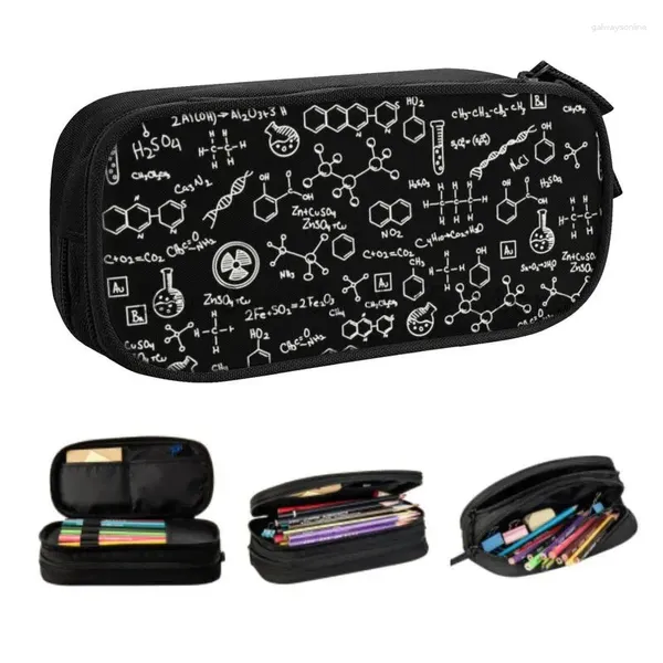 Sacs cosmétiques Science Chemistry Modèle Crayon Crayon pour filles Boys de grande capacité Laboras Tech Formules Boîte à stylo Box ACCESSOIRES