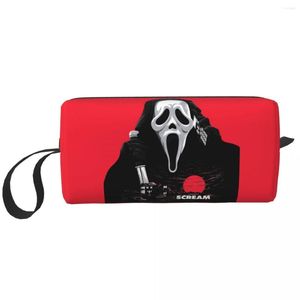 Bolsas de cosméticos Scream Ghost Killer Bag para mujer, capacidad para Halloween, película de terror, estuche de maquillaje, almacenamiento de belleza, caja de Kit de aseo Dopp