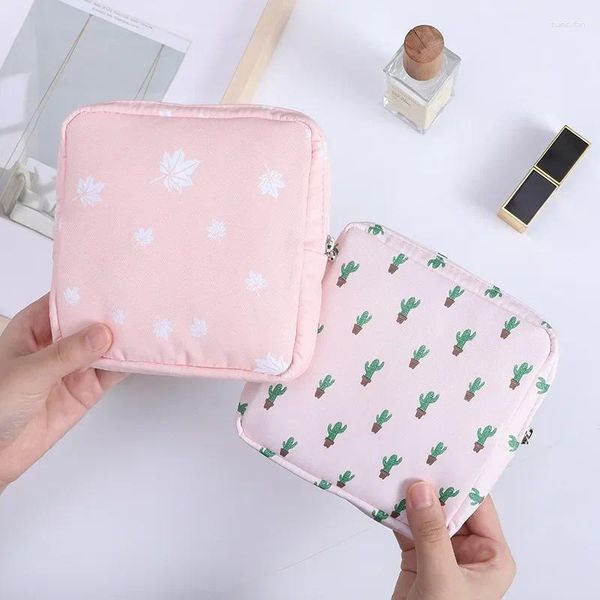 Bolsas de cosméticos con patrón Simple para mujer, bolsa de almohadilla sanitaria, organizador encantador para niñas, monedero, almacenamiento de toallas y servilletas, minibolsa de maquillaje