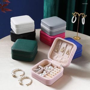 Sacs de cosmétiques Organisateur de bijoux de couleur unie en cuir petite boîte ronde boucles d'oreilles en bouteille de voyage de voyage de voyage portable sac à lèvres