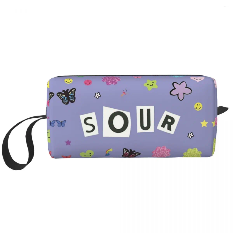 Cosmetic Bags Sour Title Stickers Poster Makeup Bag Organizer Storage Dopp Kit Toiletry For Women Beauty Pencil Case
