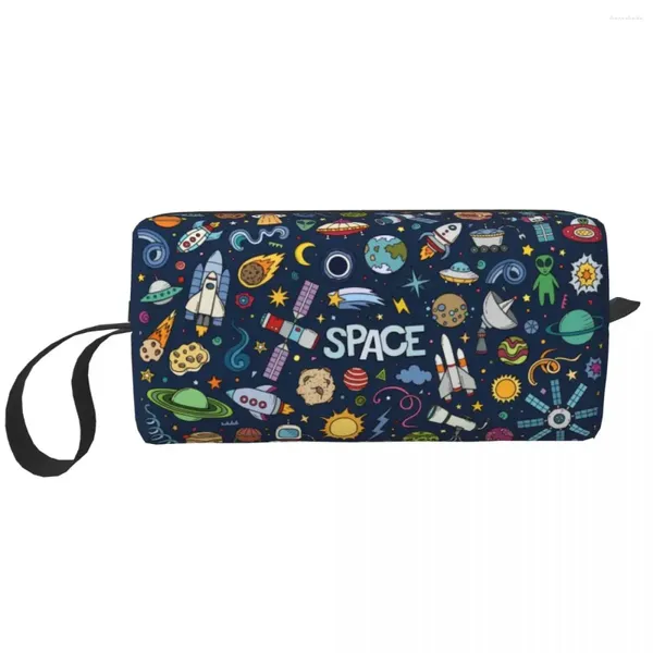 Bolsas cosméticas Space Universo Sun Planet Bag Travel Bag Women Spaceship Tearup Organizador de maquillaje Lady Beauty Storage Dopp Kit