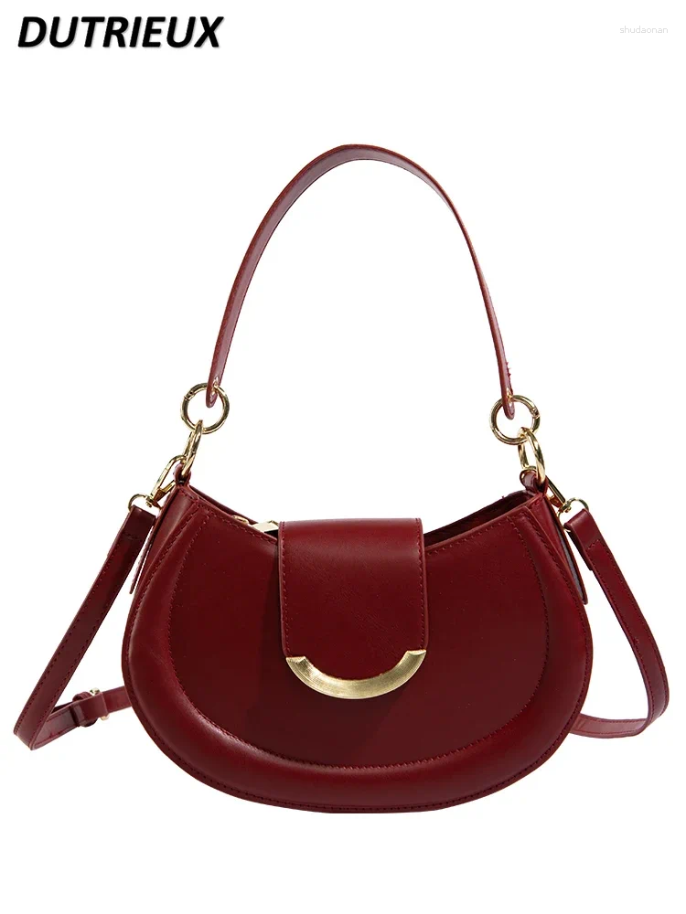 Cosmetic Bags Spring Autumn 2024 Women's Handbags Fashion Elegant For Ladies Messenger Bag Solid Color Office Lady Handbag