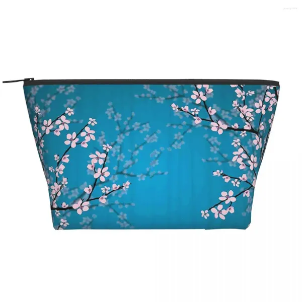 Bolsas de cosméticos Primavera Plantas japonesas Trapezoidal Maquillaje portátil Bolsa de almacenamiento diario Estuche para viajes Artículos de tocador Joyería