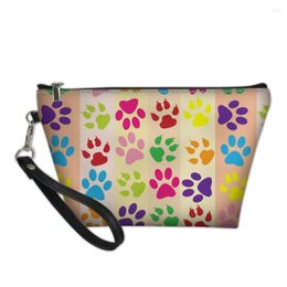 Sacs à cosmétiques à rayures, grand sac de maquillage, Kawaii, organisateur de motif de chien coloré, valise de maquillage de beauté, pochette de lavage Portable