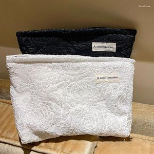 Cosmetische tassen Driedimensionale Rose Bag Pouch Dames Grote make-up Canvas Opslag Huidverzorging Wassen Toilettas Organizer