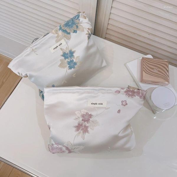 Bolsas de cosméticos estilo chino tradicional para mujer, bolsa de maquillaje portátil de lujo, bolsa organizadora ligera de viaje