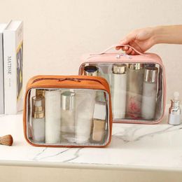 Cosmetische tassen transparante grote capaciteit toiletkit mode pvc tas draagbare reismake -up