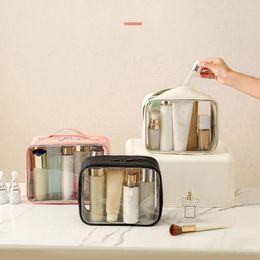 Cosmetische zakken transparante grote capaciteit toiletkit draagbare PVC -tas Clear make -up