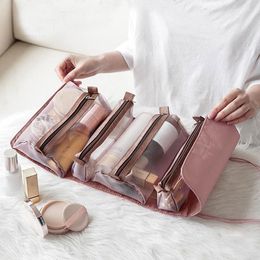 Cosmetische tassen Reistas Vrouwen Mesh Make -up doos schoonheidsspecialiste toiletische make -upborstels lippenstiftopslag organizer zak