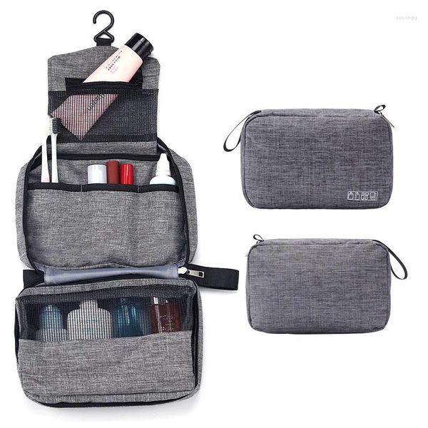 Bolsas de cosméticos para hombre y mujer, bolsa de almacenamiento de maquillaje colgante de lona de viaje, estuche de belleza impermeable, organizador de baño para afeitado, artículos de tocador