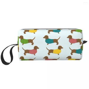 Sacs à cosmétiques voyage teckel chien motif mignon trousse de toilette organisateur de maquillage femmes beauté stockage Dopp Kit boîte