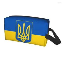 Sacs à cosmétiques voyage drapeau de l'ukraine, trousse de toilette, organisateur de maquillage patriotique Kawaii pour femmes, rangement de beauté, Kit Dopp
