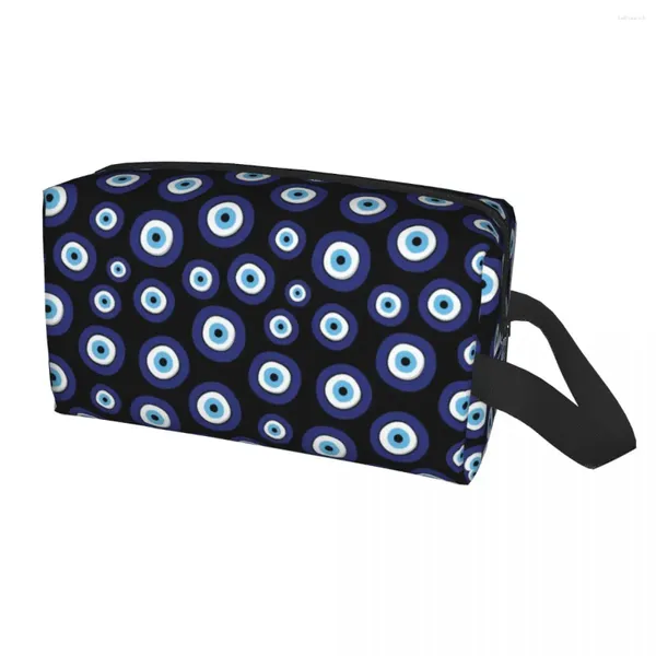 Sacs de cosmétiques Voyage Greek Amulet Evil Eye Match Sac de toilette Kawaii Nazar Charm Maquage Organisateur pour les femmes Rangement Dopp Kit Box