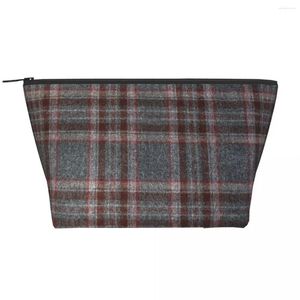 Cosmetische tassen reizen grijze en rode tartan toilettas plaid Schotse tartans kilt make -up organisator vrouwen schoonheid opslag dopp kit case