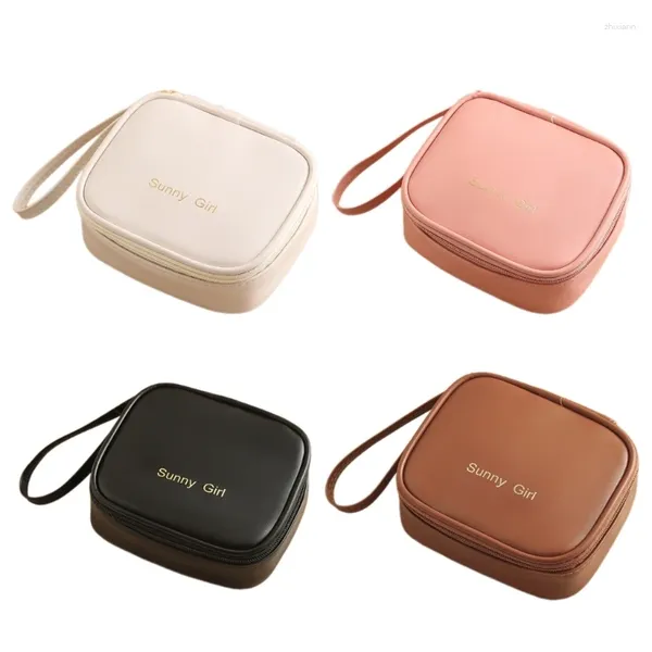 Bolsas de cosméticos Bolsa de maquillaje de viaje Pequeño cepillo cuadrado para auriculares Alambre Lápiz labial Bolsillo Almohadilla sanitaria