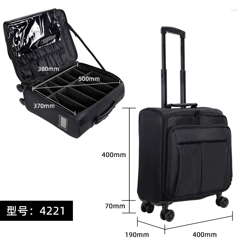 Косметические сумки путешествий по макияжу профессиональный корпус на багаж с колесами портативная боковая сумка для дамских чемоданов