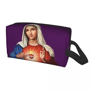 Cosmetische tassen reizen Mary Onze -Lieve -Vrouw Mother God toilettas Toiletietas Christianity Virgin Makeup Organizer opslag Dopp Kit Box