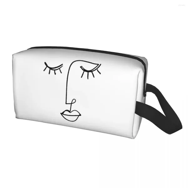 Sacs à cosmétiques voyage une ligne visage Art trousse de toilette Kawaii Pablo Picasso organisateur de maquillage pour les femmes stockage de beauté Dopp Kit Case