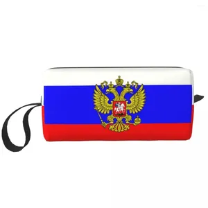 Cosmetische tassen Reizen Russische vlag Toilettas Kawaii Make-up Organizer Vrouwen Schoonheid Opslag Dopp Kit Box
