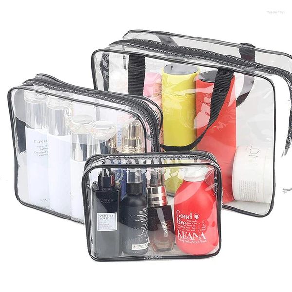 Sacs de cosmétique voyage en sac transparent maquillage maquillage organisateur kit de toilette lavage du kit de toilette imperméable PVC Clear Beach Pouch à main sac à main