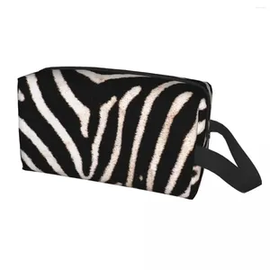 Cosmetische tassen Travel Tropical Wild Animal Zebra Stripes Lederen textuur Toiletiekas Make -up organisator Beauty Storage Dopp Kit Box