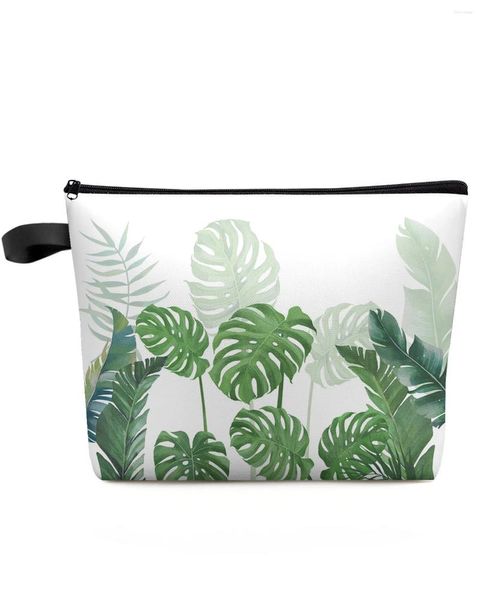 Sacs à cosmétiques Plantes tropicales Monstera Sac de maquillage Pochette Essentiels de voyage Dame Femmes Organisateur de toilette Trousse de rangement pour enfants