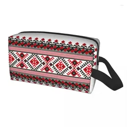 Bolsas de cosméticos Ucrania Vyshyvanka, bolsa de maquillaje bordada, organizador de viaje para mujer, artículos de tocador de almacenamiento geométricos bohemios bonitos