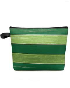 Sacs cosmétiques Vintage Farm Barn Bois Grain Green Gredient Makeup Sac Sac de voyage