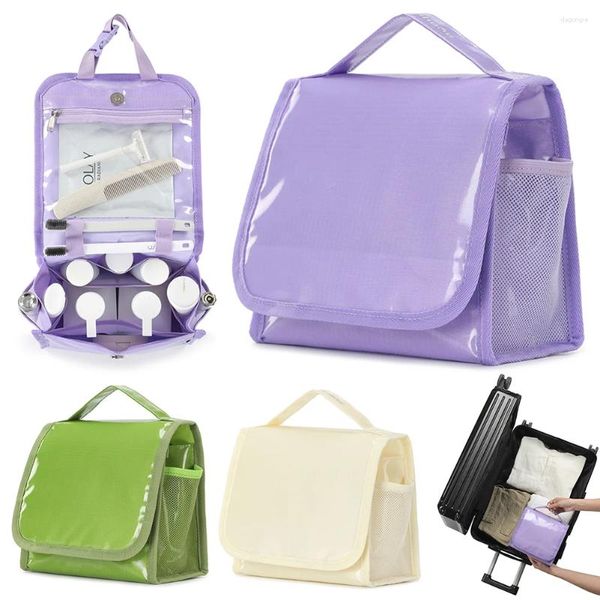 Sacs de cosmétiques Sac imperméable Maling Maling Makeup grande capacité Organisateur portable Couleur solide pliage pour les filles