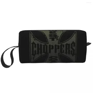 Sacs à cosmétiques West Coast Chopper Iron Cross Trousse de maquillage Voyage Hommes Femmes Moto Trousse de toilette Dopp