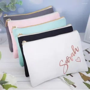 Sacs à cosmétiques en gros personnalisé blanc plaine pochette de toilette toile sac de maquillage coton