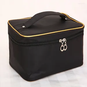 Bolsas cosméticas Mujer Organizador de patrones a rayas Bag de maquillaje plegable Toiletería de gran capacidad Almacenamiento Beauty Neceser