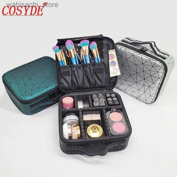 Sacs cosmétiques Femme Makeup Makeup Case haut de gamme en cuir ahéticien Bruste Profession Organisateur Organisateur Boîte de rangement cosmétique Nail Voyage Nail L49