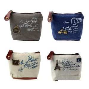 Sacs Cosmétiques Femmes Filles Rétro Toile Porte-Monnaie Avec Couper Petit Triangle Changer Cartes Sac Mode Portefeuilles Drop Delivery Santé Beau Dhjox